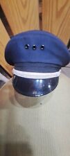 vtg Police Peaked Hat Navy Blue 7 5/8   picture