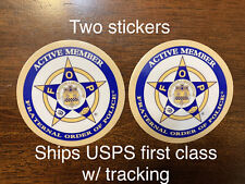 Two FOP Fraternal Order of Police Bumper Sticker Car Outside Window Decal 3” picture