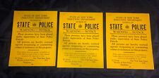 3 VINTAGE New York State Police TROOPER WARNING NOTICE POSTER SIGN UNUSED 14x11 picture