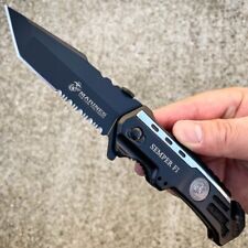 MTECH USMC MARINES Spring Assisted Open Tactical Rescue Folding POCKET KNIFE BLK picture