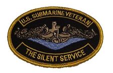 USN NAVY SUBMARINE VETERAN THE SILENT SERVICE PATCH SILVER DOLPHIN picture