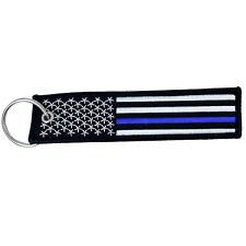EE-001 Thin Blue Line Police Flag Law Enforcement Keychain or Luggage Tag or zip picture
