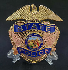 California State Police Cap Piece - Blue - Factory Error Hat Badge picture