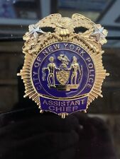 NYPD VINTAGE  ASSIST CHIEF FULL SIZE OBSOLETE BADGE NEW YORK CITY POLICE COSPLAY picture