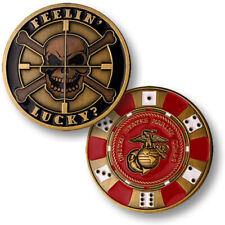 NEW USMC U.S. Marines Corps Feeling Lucky Challenge Coin. picture