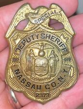 Vintage Obsolete Nassau County NY Special Deputy Sheriff's Badge 1917 Rare 2.5” picture