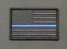 Blackout Thin Blue Line United States Flag Patch Police SWAT Gang Hook Backing picture