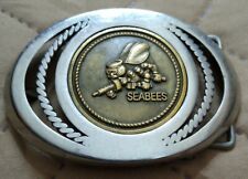 Vintage United States Navy SeaBees Belt Buckle picture