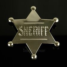 Sheriff Star Badge Wild West Gold Color Polished Shiny Finish Made in USA picture