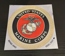 United States Marine Corps Round 4 inch foil Emblem Sticker Decal Militaria USMC picture