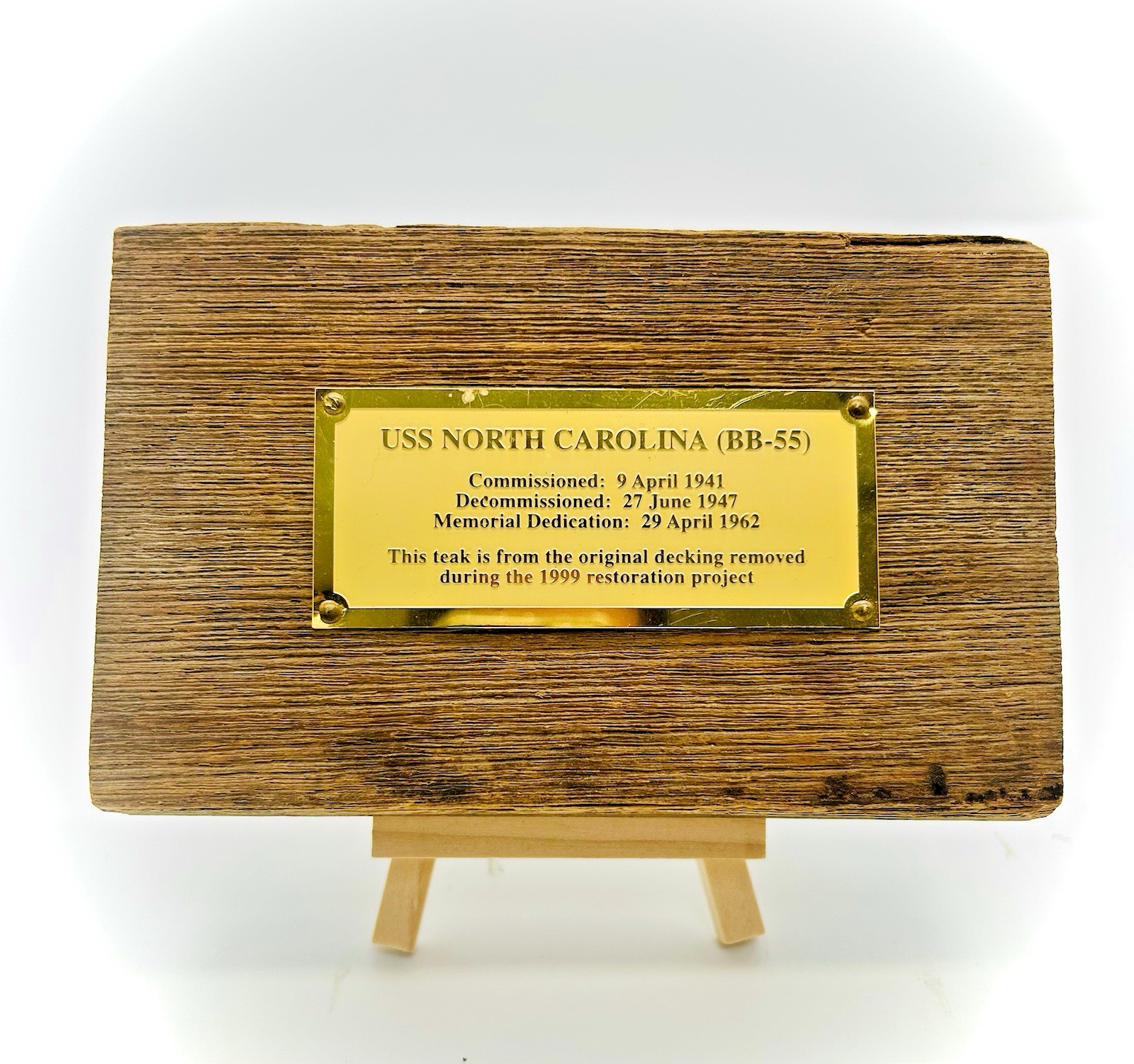 Original US Navy Battleship USS North Carolina BB-55 Teak Deck Piece 6\ Original US Navy Battleship USS North Carolina BB-55 Teak Deck Piece 6\