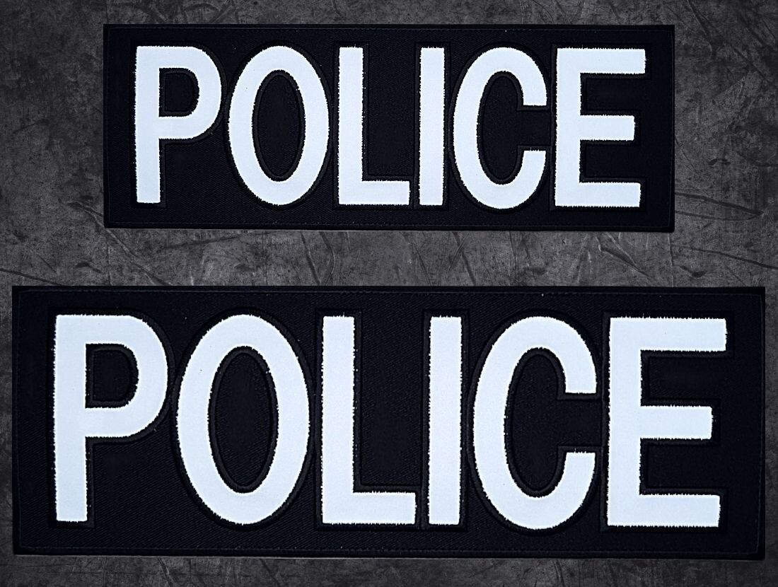 REFLECTIVE POLICE FRONT BACK PANEL LAW ENFORCEMENT LEO PATCH | 2PC HOOK BACK REFLECTIVE POLICE FRONT BACK PANEL LAW ENFORCEMENT LEO PATCH | 2PC HOOK BACK