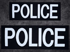REFLECTIVE POLICE FRONT BACK PANEL LAW ENFORCEMENT LEO PATCH | 2PC HOOK BACK picture