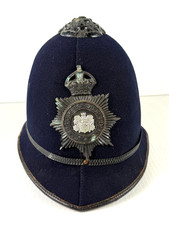 Vintage Cambridge Borough Police British Bobby Hat Helmet Green Liner 50s 60s picture